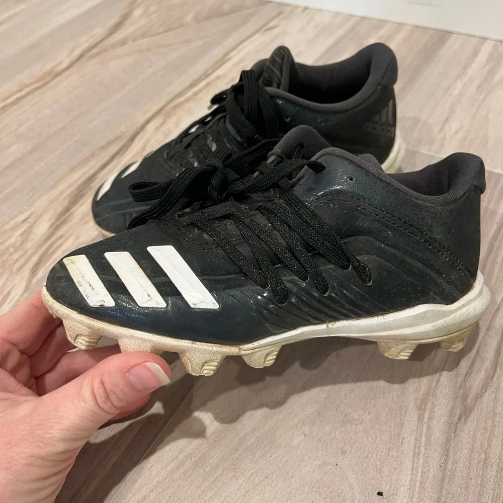 Adidas Afterburner Kids Black and White Cleats Size 12 - Picture 3 of 12